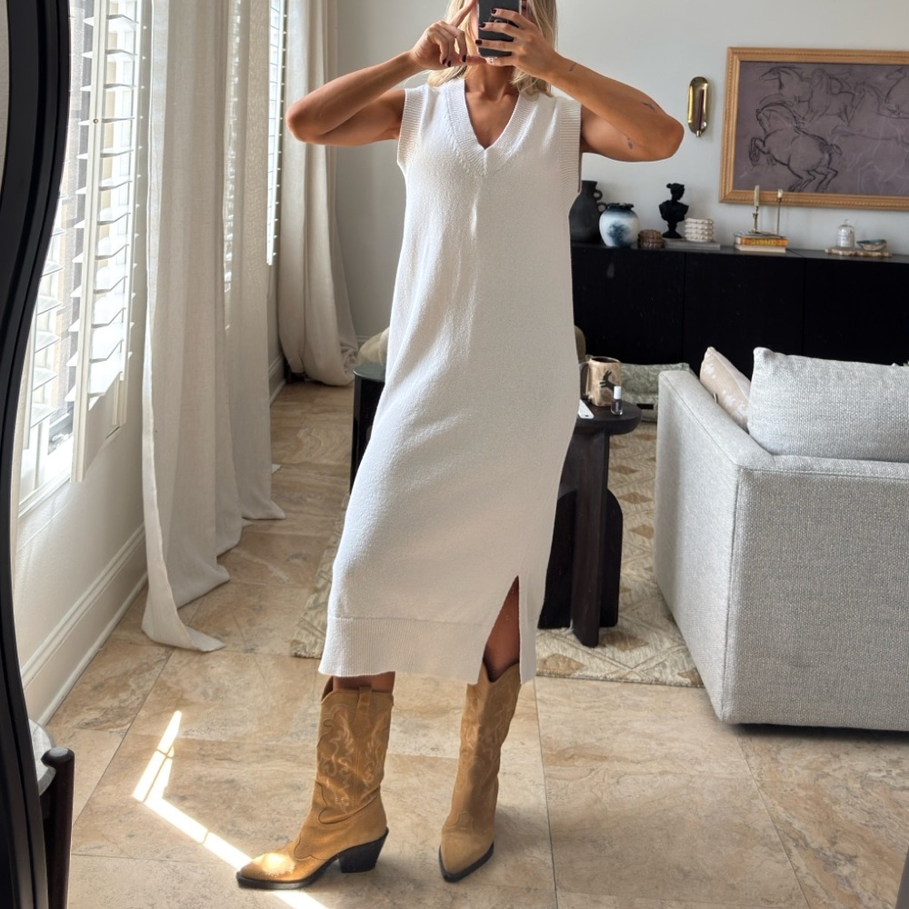 Zara knitted boho cream dress